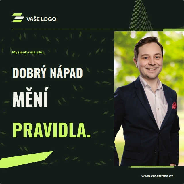 Příspěvek s osobou a pozadím — Firemní šablony · kinetické