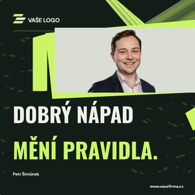 Příspěvek s fotkou osoby — Firemní šablony · kinetické