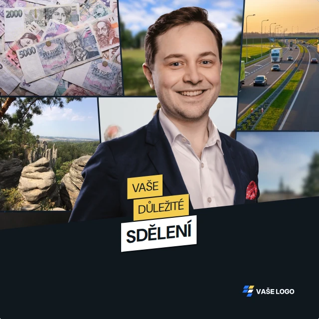 Sdělení s osobou a koláží · Dynamické — Komplet · všechny grafické šablony