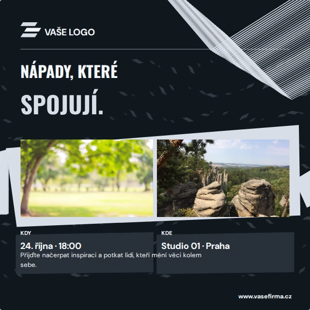Pozvánka s porovnáním · Kinetické — Komplet · všechny grafické šablony